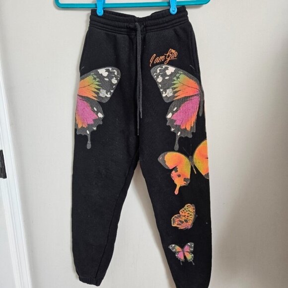 I.AM.GIA Aporia Women's Black Butterfly Print Jogger sweat Pants high waist XXS - Picture 3 of 12